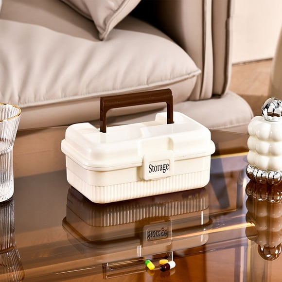 EGNMCR Boîte de Rangement Portable pour la Maison Grande Capacité Boîte de Rangement à Plusieurs Couches Boîte de Rangement d'Urgence en Plastique Petite Boîte de Rangement pour la Maison Famille Maison Voyage Boîte de Rangement Coffre de Rangement pour la Maison