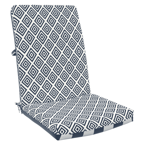 Mainstays 44" x 19" Blue Cabana Tile High Back Chair Outdoor Seating Cushion, Water Repellent