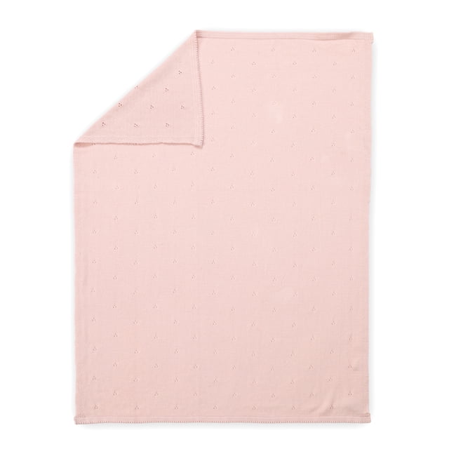 Pink Organic Cotton Knit Baby Blanket 30" x 40"