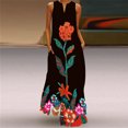 thumbnail image 1 of Robes d'Été pour Femmes Robe Longue Décontractée avec Poche Imprimé Floral Sans Manches Robe Maxi Robe Barboteuse en Liquidation, 1 of 9