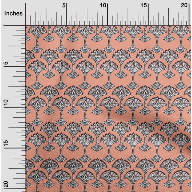 oneOone Polyester Lycra Fabric Floral Block Print Fabric BTY 56 Inch Wide
