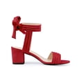 thumbnail image 3 of BLISSFUL STEP Women's Open Toe Ankle Tie Back Block Heels Sandals Red (Size 9.5), 3 of 7