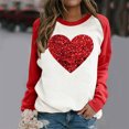 thumbnail image 2 of RKSTN Chandail de la Saint-Valentin pour Femmes, Chandail à la Mode avec Lettres et Cœurs Imprimés, Manches Longues, Col Rond, Hauts à Empiècements, 2 of 4