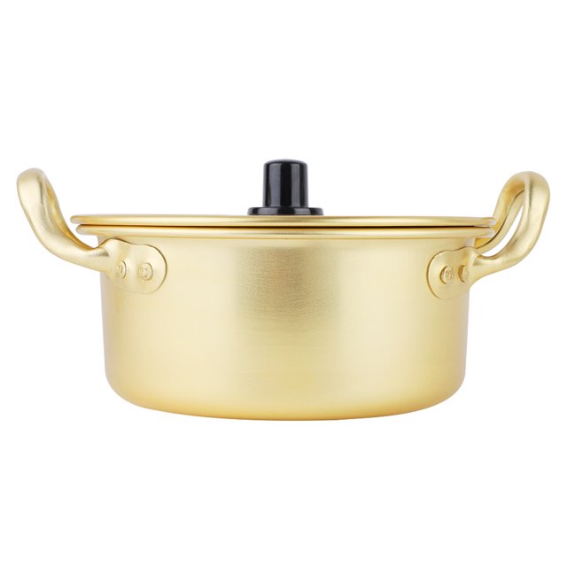 Yellow Pot, Safe Aluminum Alloy Ramen Noodle Pot Anti Rust Double Handle Handmade For Noodles