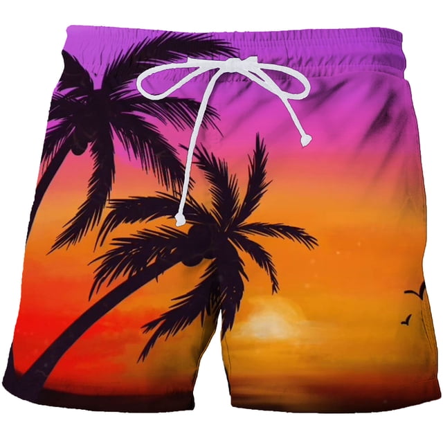 TIHLMK Men 3D Printing Breathable Seaside Vacation Beach Shorts Swimming Trunks
