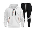 thumbnail image 2 of Ketyyh-chn99 Sweat Suits for Men Set 2 Pcs Hoodie Jogger Sweatsuits Men's Sports Two Piece Solid Color Multipocket Half Zipper Hooded Sweater Color Matching Waist Casual Pants Size for S,White, 2 of 5
