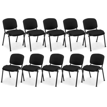 Gymax Ensemble de 10 Chaises de Bureau pour Invités Empilables Chaise de Réception Salle d'Attente de Conférence