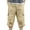 Khaki, variant on ohmzyzo Men's Lightweight 3/4 Long Cargo Shorts Summer Cotton Elastic Waist Work Shorts Multi-Pockets Capri Pants