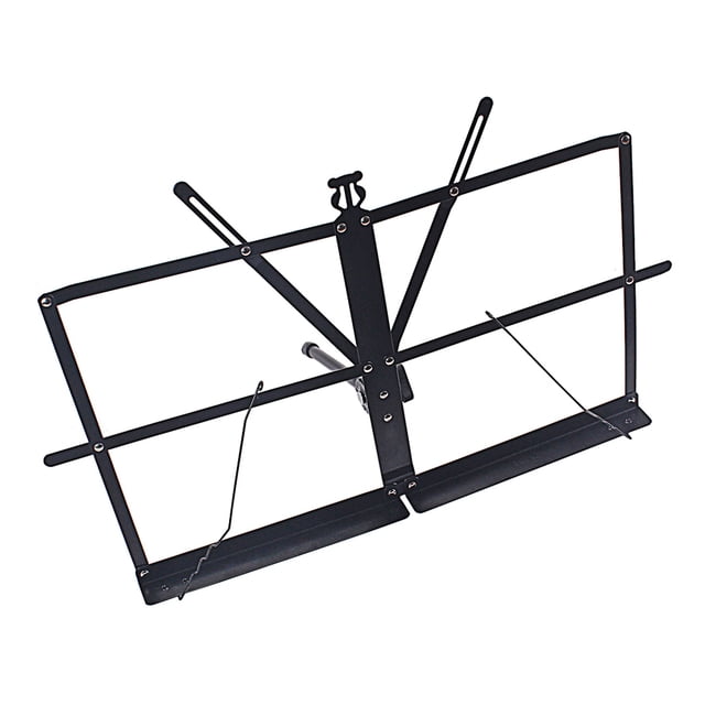 Support de Musique de Table en Métal, Porte-Feuille Pliable en Noir, en Fer durable. Comprend un Panneau à Ressort pour Garder les Feuilles en place, Réglage multi-angle et Patins en Caoutchouc pour la Stabilité. Compact et Léger, Se Plie pour une Portabilité Facile. le Format du Panneau Est 46,5 x 28,5 cm, et les dimensions Pliées Sont 8,3 x 4,3 x 42,3 cm. Convient à la Pratique de la Musique Ou comme Support de Livre.