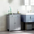 thumbnail image 2 of kleankin Armoire de Rangement de Salle de Bain avec 2 Portes, 2 Tiroirs, Tablette Ajustable, 2 of 10
