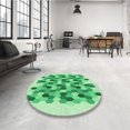 thumbnail image 4 of Ahgly Tapis Rond Lavable en Machine Intérieur Vert Jade Transitionnel, 5 Pieds Rond, 4 of 7