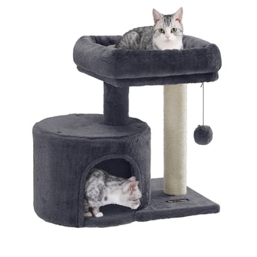 FEANDREA Cat Tree Tower with Sisal-Covered Scratching Posts, Smoky Grey