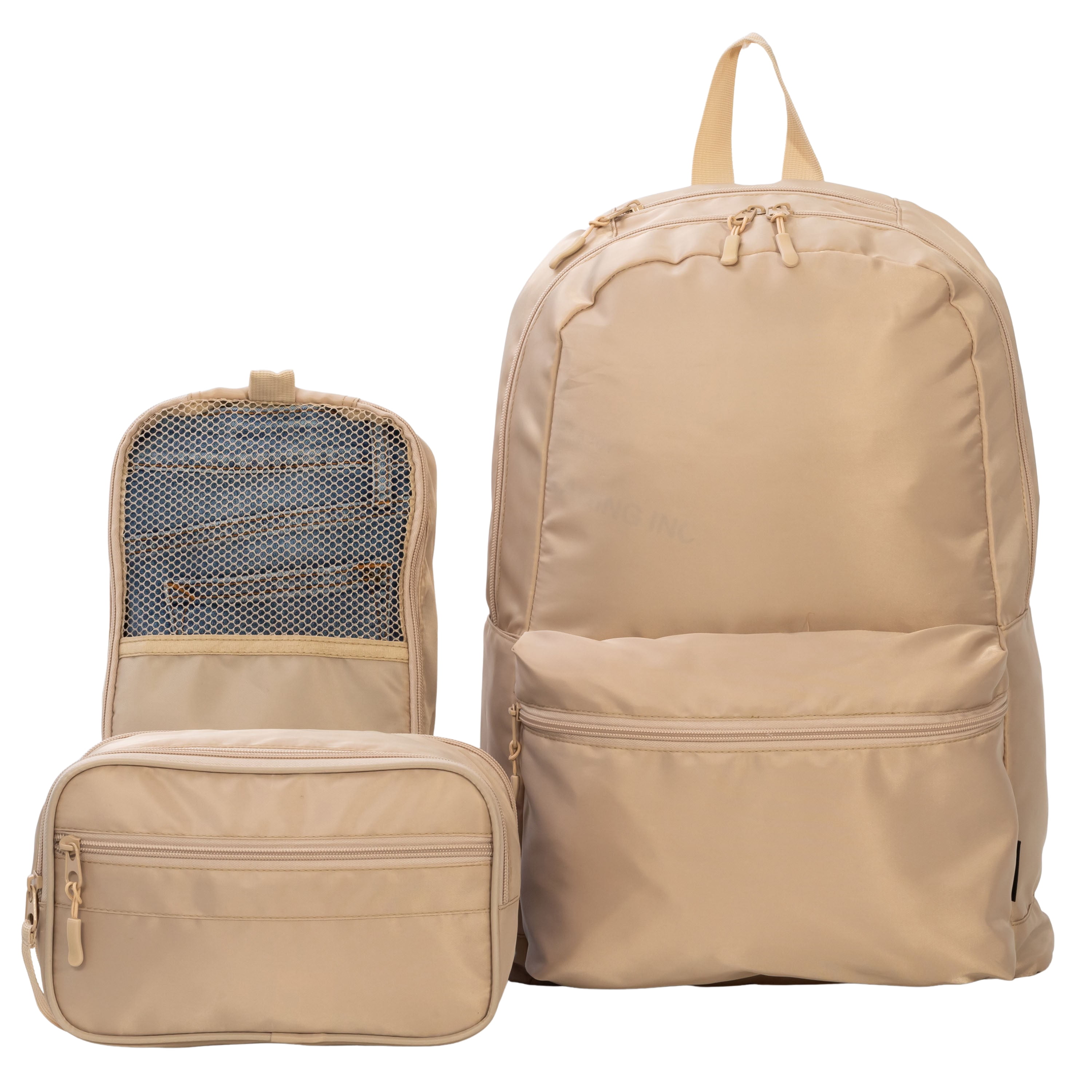 Jetstream® 3-Piece Travel Set – Foldable Travel Backpack, Toiletry Kit, and Packing Cube