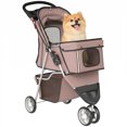thumbnail image 1 of PawHut Deluxe 3 Wheels Pet Stroller with Brake, Canopy, Cupholders (Coffee), 1 of 10