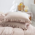 thumbnail image 1 of Move Over Taupe Ruffle Pillow Shams King Ruffled Pattern Khaki Boho Pillowcases 100% Washed Microfiber, 1 of 7
