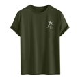 thumbnail image 1 of LUOGENLI T-shirts pour Homme pour Hommes T-shirts Graphiques Vintage T-shirts à Imprimé Floral et Lettrage Col Rond Manches Courtes T-shirts Décontractés d'Été Mode Urbaine Vert Armée TTG, 1 of 7