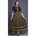 thumbnail image 2 of Bimba Robe Anarkali Longue Ligne A Ikat à Losanges Noirs pour Femmes Kurtis Indiens Classiques Imprimés Tunique-Moyen, 2 of 5