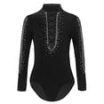 thumbnail image 3 of Xnihocha Justaucorps de Gymnastique pour Garçons, Tenues de Danse, Strass, Manches Longues, Haut à Bretelles Croisées à l'Avant avec Short, Noir 16, 3 of 7
