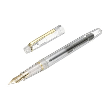 Uxcell Fountain Pen Medium Nib, Fountain Pen Barrel Handcrafted Pen for Professional Office Journaling Gifts, Transparent White