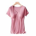 thumbnail image 2 of KIHOUT Vêtements de Maternité pour Femmes Liquidation Femmes Enceintes Allaitement Couleur Col Rond Manches Courtes Col Rond Blouse d'Allaitement, 2 of 3