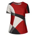 thumbnail image 4 of Diufon Hauts pour Femmes Grande Taille Printemps Été Manches Courtes Col Rond Chandails à Enfiler Chemises Décontractées Imprimées Blouses Amples, 4 of 6