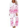 thumbnail image 1 of TIMIFIS Pyjamas de la Saint-Valentin pour Femmes Ensembles de Pyjamas pour Dames Décontractés Manches Longues Mignon Imprimé Cœur Col Rond Hauts Décontractés avec Pantalons Ensembles de Pjs, 1 of 3