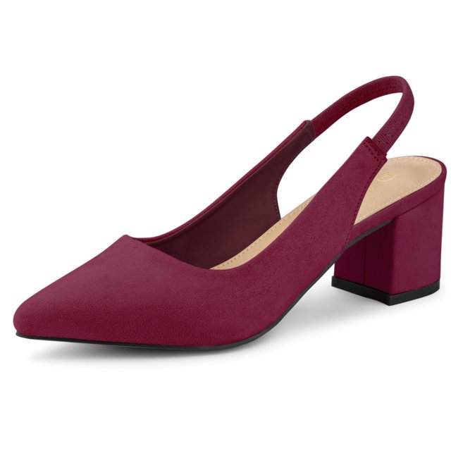 BLISSFUL STEP Escarpins à Talon Bloc pour Femmes Slingbacks Bourgogne 9,5