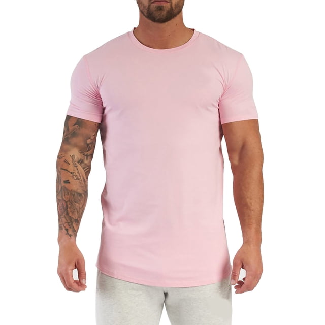 BOBOGOJP T-Shirts pour Homme T-Shirt à Manches Courtes Blouse Décontractée (Rose,G)