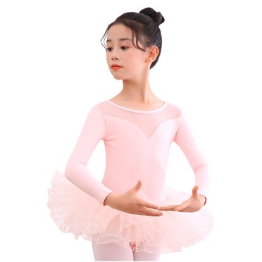 Baby Girls Childrens Dance Clothes Summer Long Sleeves Training Clothes Ballet One-piece Performance Clothes Skirt Set