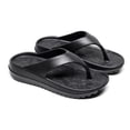 thumbnail image 2 of Flip Flops for Women Micro Wedge Pattern Insole Thick Sole Non Slip Solid Color Beach Bathroom Outdoor Indoor EVA Slides Slippers Black, 2 of 4