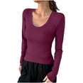 thumbnail image 1 of Lmnyox T-Shirt à Col Rond pour Femmes Manches Longues Décontracté Mode Basique Automne Hiver, 1 of 4