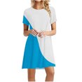 thumbnail image 1 of Birdeem Womens Casual Color-Blocking Printed Short-Sleeved Round-Neck Dress, 1 of 5