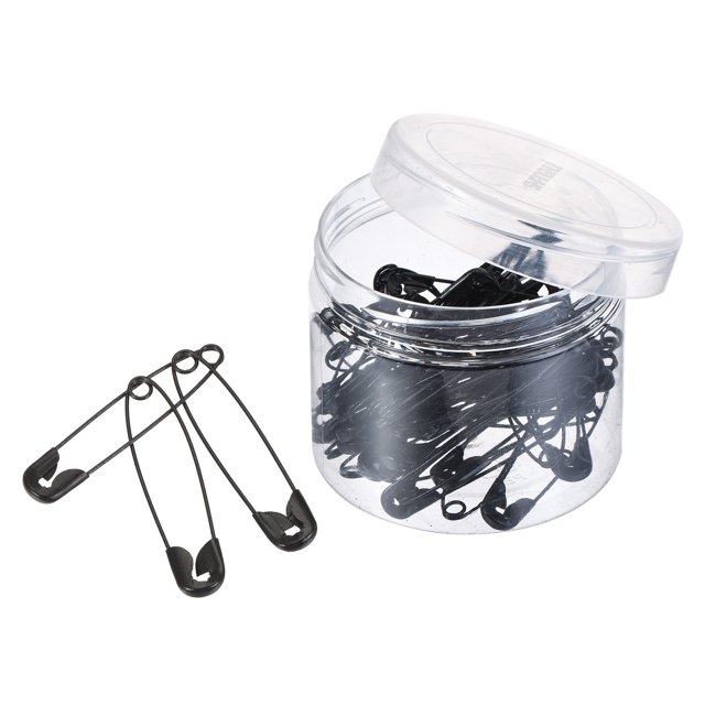 Unique Bargains 2 Inch Metal Sewing Pins Safety Pins with Box for Office Home Black 60 Pack