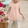 thumbnail image 4 of Chemises à Manches Courtes à Volants pour Filles Mignonnes d'Été Col à Volants Plissé Blouse Texturée, 4 of 7