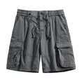 thumbnail image 2 of Mens Sports Leisure Elastic Waist Multi-Pockets Relaxed Summer Shorts Pants, 2 of 8