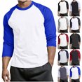 thumbnail image 1 of cllios T-Shirts de Baseball pour Hommes à Manches 3/4 Col Ras du Cou Manches Raglan T-Shirts en Jersey à Blocs de Couleur Hauts Athlétiques Décontractés P-4TG, 1 of 6