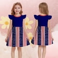 thumbnail image 1 of QTBIUQ Robe d'Été pour Fille, Imprimé de la Fête de l'Indépendance, Col Rond, Patchwork, Petite Manche Courte, Taille Courte, Vacances, Fête, Jeu, Décontractée, Cintrée, Polyvalente, Ensemble Quotidien, Style Mignon et à la Mode (Bleu, 13 Ans), 1 of 6