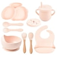 thumbnail image 1 of 9Pcs Children‘S Silicone Tableware Set Baby Non-Slip Divided Children‘S Plate Bowl With Suction Cup, 1 of 5