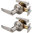 thumbnail image 1 of of Lever Keyed Entry Door Lever Handle Lock Universal Door Knob Hardware Nickel Brushed Color (MRCA), 1 of 5