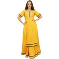 thumbnail image 1 of Bimba Robe Kurta Longue Jupe en Coton Chic Moutarde pour Femme Vêtements Indiens - 10, 1 of 7