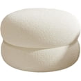 thumbnail image 1 of Tabouret Repose-Pieds Ottoman Rond, Ottoman Rond Moderne avec Siège Rembourré Doux, pour Salon, Chambre, Petit Espace, Maquillage, Blanc, normal, 1 of 1