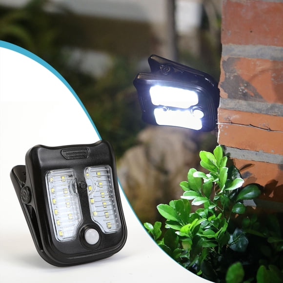 Lumières à Détecteur de Mouvement pour l'Extérieur, Sécurité Sans Fil IP65, 3 Modes, Conception à Pince, pour Clôture, Mur, Garage, Patio, à Énergie Solaire, Activation Automatique, Lumière Sombre, Écoénergétique Hzhnb