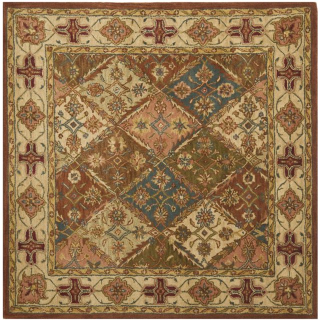 Safavieh Heritage Collection HG316A Handmade Traditional Oriental Beige Wool Square Area Rug (6' Square)
