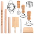 thumbnail image 1 of MesaSe Kit d'Outils pour Faire des Pâtes 11 Pcs Ensemble de Fabrication de Pâtes Efficace avec Planche à Rouler Filetée en Bois Coupe-Pâte Ravioli Multi-Usage pour Cuisine, 1 of 10