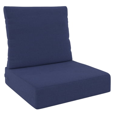 Ensemble de coussins de siège profond extérieur de qualité supérieure bleu marine 61 nbsp;cm x 61 nbsp;cm Better Homes & Gardens avec housse amovible, résistant aux intempéries et aux taches