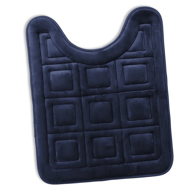 Clara Clark Bathroom Rugs, Velvet Memory Foam Bath Mat, Ultra Soft Non Slip and Absorbent - Waffled - Contour - Navy