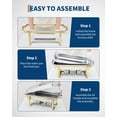 thumbnail image 4 of 6-Piece Single Compartment Rectangular Chafing Dish Set, Stainless Steel Buffet Warmer with Half Gold Plating, Commercial Food Server for Catering, Restaurants, Weddings, Banquet Events, 4 of 8