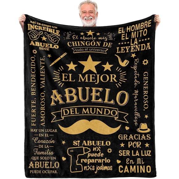 XZYG Cadeaux Abuelo en Espagnol Regalo para Abuelo El Mejor Abuelo Del Mundo Cadeaux pour Abuelo Journée du Padre Cadeaux pour Abuelo Cadeaux Abuelo de la Part des Petits-Enfants Couverture Jetée Abuelo (50*60 Pouces)