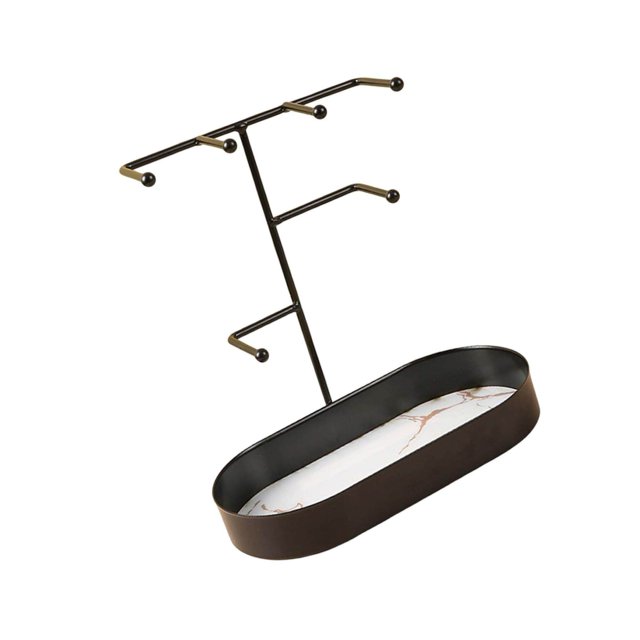 Jewelry Organizer Stand Tray Display Rack for Rings Black Bangles Watches Display Rack Marbling