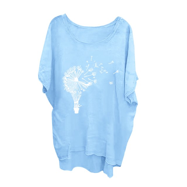 Yuyuzo Hauts en Coton et Lin Grande Taille pour Femmes Chemises à Manches Mi-Longues Col Rond T-Shirts Décontractés d'Été Blouses